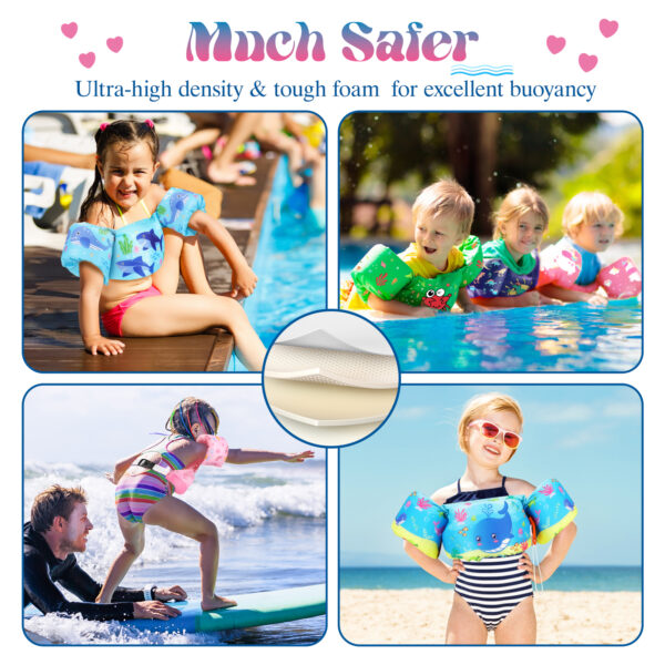 HeySplash Swim Vest for Kids, Toddler Pool Floaties Fit 20-50 Lbs, Puddle Jumper with Adjustable Strap, Swim Jacket Water Wings Arm Float, Sea Beach Boat Swim Aid for Boy Girl Baby 2-6 Year,Blue Shark - Image 3