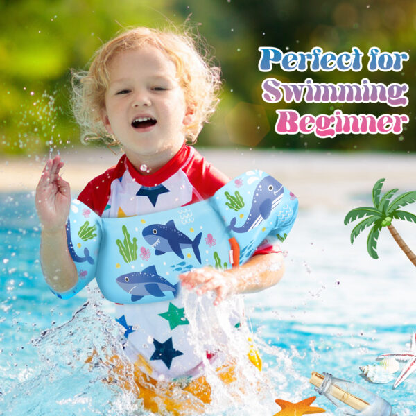 HeySplash Swim Vest for Kids, Toddler Pool Floaties Fit 20-50 Lbs, Puddle Jumper with Adjustable Strap, Swim Jacket Water Wings Arm Float, Sea Beach Boat Swim Aid for Boy Girl Baby 2-6 Year,Blue Shark - Image 6