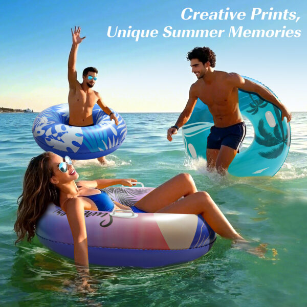 HeySplash Pool Tubes for Adult, 42 Inch Large Pool Floats with Handles, Inflatable Swim Rings Lounge, Hawaii Fun Swim Floaties Swimming Pool Beach Lake River Party Decoration Toys, Purple Sunset - Image 4