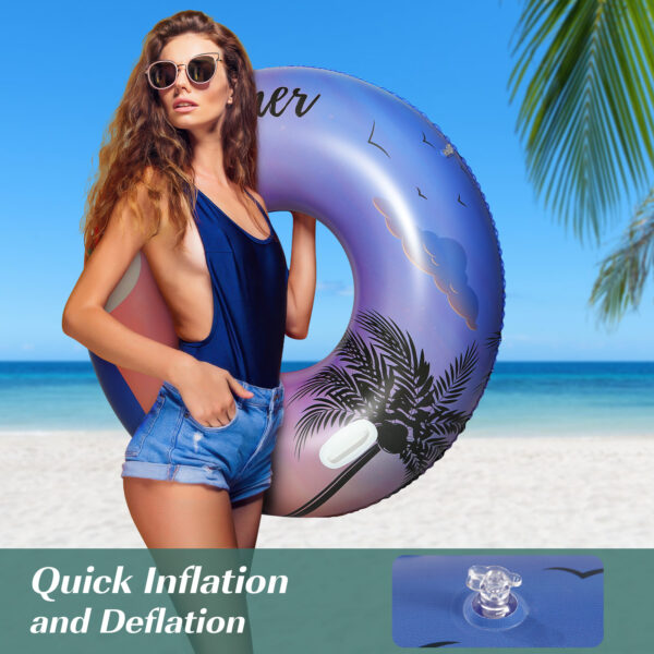 HeySplash Pool Tubes for Adult, 42 Inch Large Pool Floats with Handles, Inflatable Swim Rings Lounge, Hawaii Fun Swim Floaties Swimming Pool Beach Lake River Party Decoration Toys, Purple Sunset - Image 5