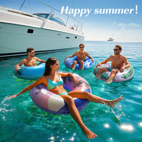 HeySplash Pool Tubes for Adult, 42 Inch Large Pool Floats with Handles, Inflatable Swim Rings Lounge, Hawaii Fun Swim Floaties Swimming Pool Beach Lake River Party Decoration Toys, Purple Sunset - Image 7