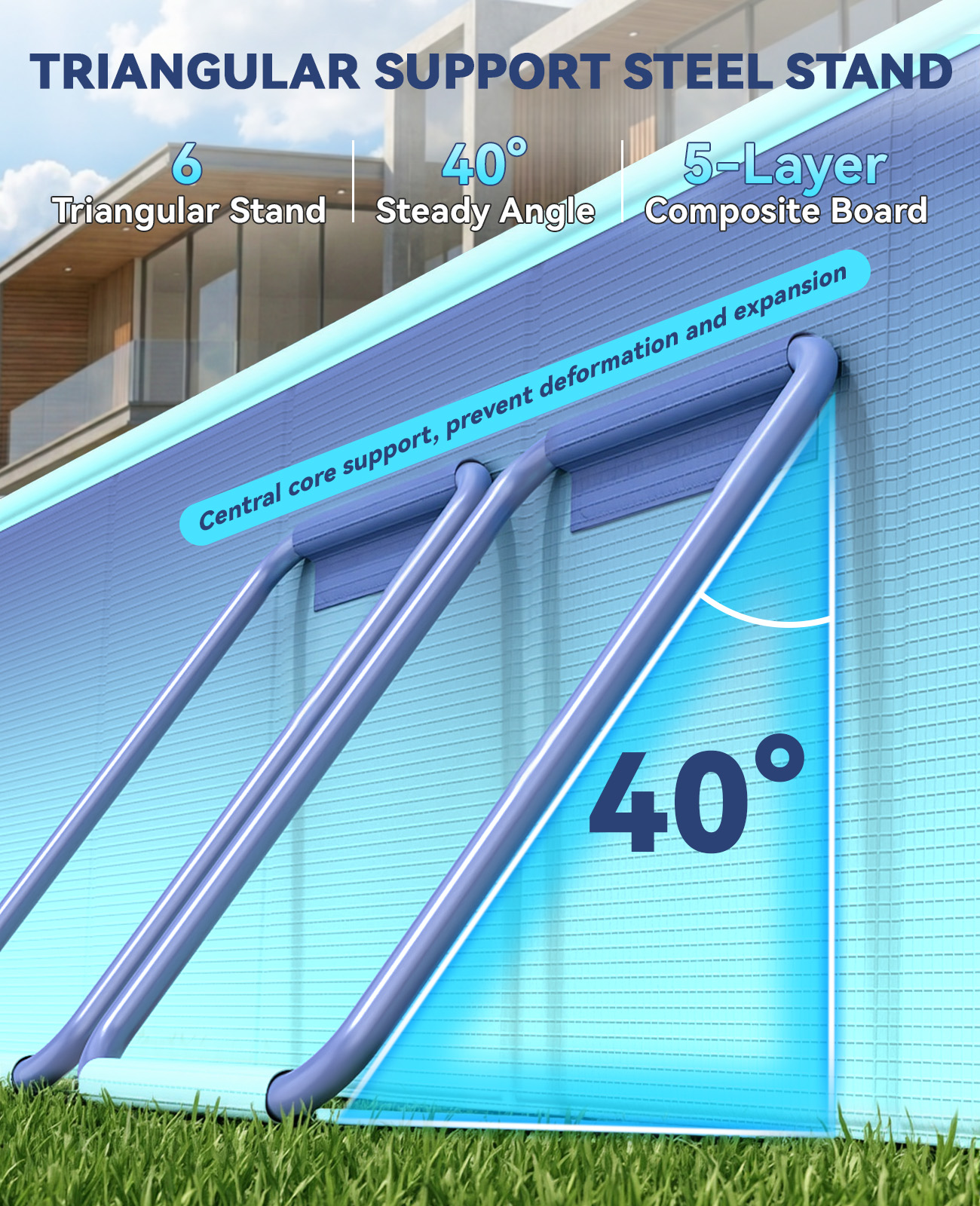 HeySplash Foldable Pool, Non-Inflatable Swimming Pool with Rigid Puncture-Proof Hard Composite Board, Kiddie Pool Outdoor Pool, Adults & Kids Pool for Backyard Garden Dog Pool 78"×53"×19", Ice Blue - Image 5